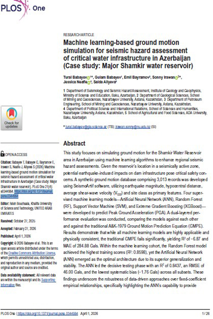 GEOLOGİYA VƏ GEOFİZİKA İNSTİTUTU ƏMƏKDAŞLARININ MƏQALƏSİ NÜFUZLU ELMİ JURNALDA DƏRC OLUNUB